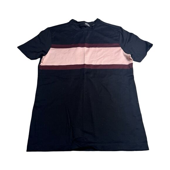 MURANO Liquid Luxury Slim Fit Pink BLACK Color Block T-Shirt‎ Size Small - Picture 1 of 4
